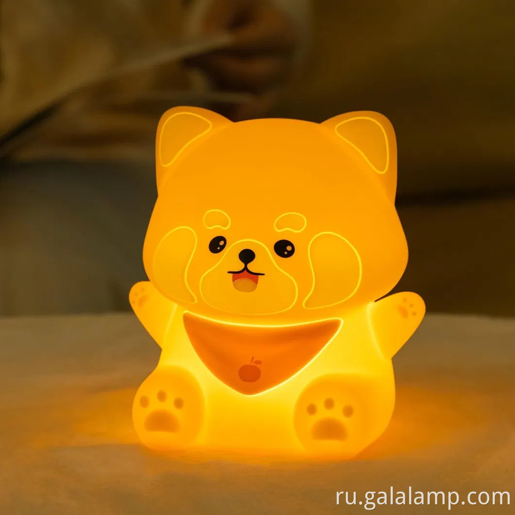 Очаровательная перезаряжаемая красная панда сенсорная лампа для детских комнат